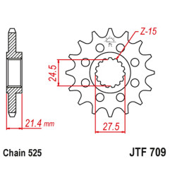 JT ZĘBATKA PRZEDNIA 2150 17 APRILIA 750/900 DORSODURO/ABS '07-'19, SHIVER/GT/ABS '07-'19 1200 DORSODURO/ABS '11-'16