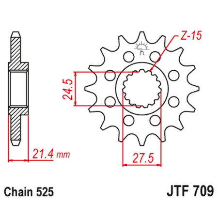 JT ZĘBATKA PRZEDNIA 2150 17 APRILIA 750/900 DORSODURO/ABS '07-'19, SHIVER/GT/ABS '07-'19 1200 DORSODURO/ABS '11-'16
