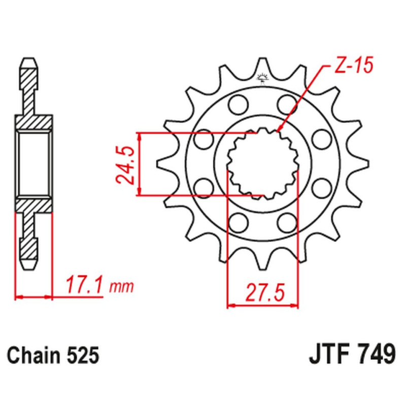 JT ZĘBATKA PRZEDNIA 2249 14 DUCATI PANIGALE 1199/1299 '12-'19 (224914JT) (ŁAŃC.525) JT ZĘBATKA PRZEDNIA 2249 14 DUCATI PANIGALE 1199/1299 '12-'19 (224914JT) (ŁAŃC.525)