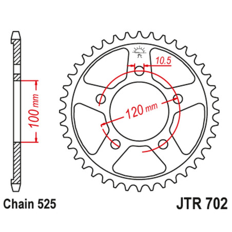 JT ZĘBATKA TYLNA 4363 45 APRILIA SL 750 SHIVER '07-'16, SHIVER 900 '17-'20, DORSODURO 900 '17-'20 (+1) (JTR702.45)