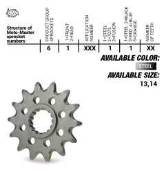 MOTO-MASTER ZĘBATKA PRZEDNIA 565 14 YAMAHA YZ 250 '99-'25, WR/YZF 400/426/450, KAWASAKI KXF '06-'20 YFZ 450 '04-'13
