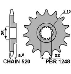 PBR ZĘBATKA PRZEDNIA 1248 12 KTM SX/EXC '91-'25 (JTF1901.12) (ŁAŃC. 520) (124812JT) (MADE IN ITALY)
