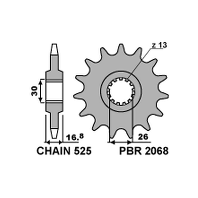 PBR ZĘBATKA PRZEDNIA 2068 16 HONDA CBR 600F '99-'14, CBR 600RR '03-'16, CBF 600 (JTF1370.16) (ŁAŃC. 525) (206816JT) PBR ZĘBATKA PRZEDNIA 2068 16 HONDA CBR 600F '99-'14, CBR 600RR '03-'16, CBF 600 (JTF1370.16) (ŁAŃC. 525) (206816JT)