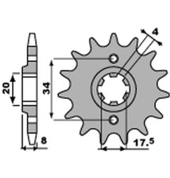 PBR ZĘBATKA PRZEDNIA 328 14 HONDA NSR 125R '93-'02, VT 125 C '99-'07, XL 125V VARADERO '01-'13 (JTF327.14) (ŁAŃC. 520)