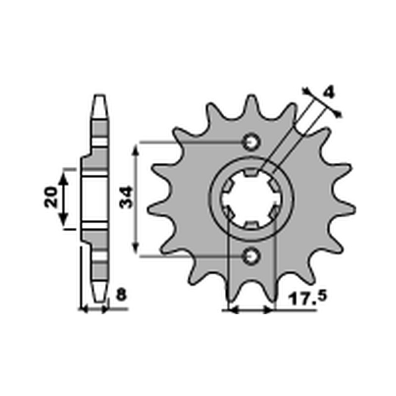 PBR ZĘBATKA PRZEDNIA 328 14 HONDA NSR 125R '93-'02, VT 125 C '99-'07, XL 125V VARADERO '01-'13 (JTF327.14) (ŁAŃC. 520)