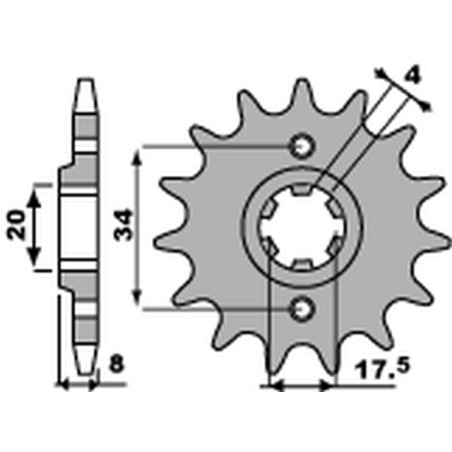 PBR ZĘBATKA PRZEDNIA 328 14 HONDA NSR 125R '93-'02, VT 125 C '99-'07, XL 125V VARADERO '01-'13 (JTF327.14) (ŁAŃC. 520)
