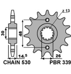 PBR WYPRZEDAZ ZĘBATKA PRZEDNIA 339 16 HONDA VFR 800 '02-'14 (JTF339.16) (ŁAŃC. 530) (33916JT) (MADE IN ITALY)