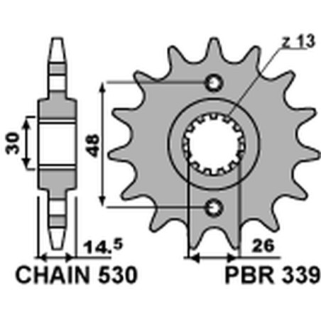 PBR WYPRZEDAZ ZĘBATKA PRZEDNIA 339 16 HONDA VFR 800 '02-'14 (JTF339.16) (ŁAŃC. 530) (33916JT) (MADE IN ITALY)