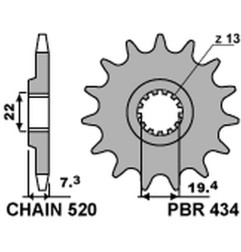 PBR WYPRZEDAZ ZĘBATKA PRZEDNIA 434 14 SUZUKI DR 250 '82-'87, GZ 250, GN 250 (JTF434.14) (ŁAŃC. 520) (434.14JT)