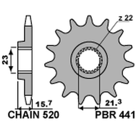 PBR ZĘBATKA PRZEDNIA 441 14 YAMAHA XT 600 '89-'98, XTZ 660 '91-'98 (JTF577.14) (ŁAŃC. 520) (44114JT) (MADE IN ITALY)