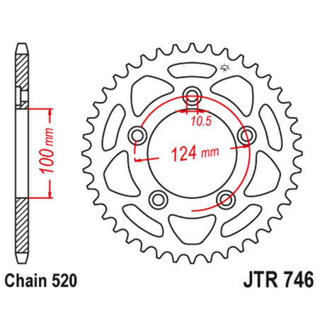 JT ZĘBATKA TYLNA 4444 46 DUCATI PANIGALE 899 14-15, SCRAMBLER 800 15-18 (-2) (444446JT), MONSTER 821 (ŁAŃC.520)