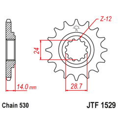JT ZĘBATKA PRZEDNIA 2077 17 KAWASAKI ZRX 1100/1200 '97-06 (207717JT) (ŁAŃC. 530)