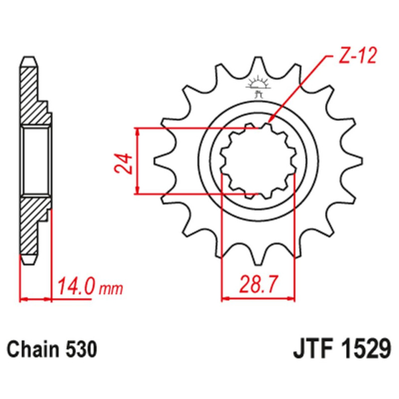 JT ZĘBATKA PRZEDNIA 2077 17 KAWASAKI ZRX 1100/1200 '97-06 (207717JT) (ŁAŃC. 530)