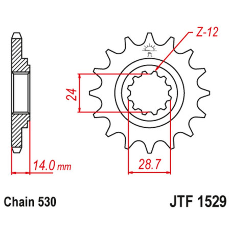 JT ZĘBATKA PRZEDNIA 2077 17 KAWASAKI ZRX 1100/1200 '97-06 (207717JT) (ŁAŃC. 530)