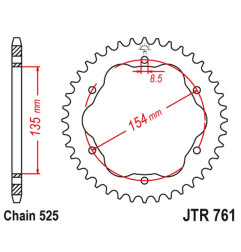JT ZĘBATKA TYLNA 4522 38 DUCATI MONSTER 1200/S '14-20, PANIGALE 1103 '18, PANIGALE 1199/1299 '12-19, DIAVEL 1198 '11-18