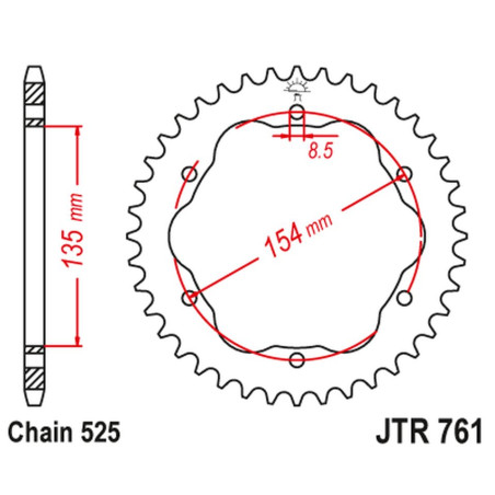 JT ZĘBATKA TYLNA 4522 38 DUCATI MONSTER 1200/S '14-20, PANIGALE 1103 '18, PANIGALE 1199/1299 '12-19, DIAVEL 1198 '11-18