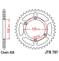 JT ZĘBATKA TYLNA 4488 57 KAWASAKI KLX 125 '03-06, SUZUKI DR-Z 125 '03-20 (448857JT) (ŁAŃC. 428)