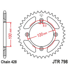 JT ZĘBATKA TYLNA 798 54 SUZUKI RM 80 '83-01, YAMAHA YZ 85 '02-24 (79854JT) (ŁAŃC. 428)