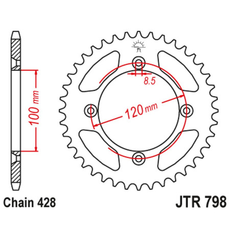 JT ZĘBATKA TYLNA 798 54 SUZUKI RM 80 '83-01, YAMAHA YZ 85 '02-24 (79854JT) (ŁAŃC. 428)