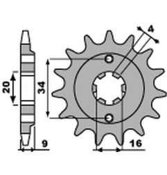 PBR WYPRZEDAZ ZĘBATKA PRZEDNIA 2062 14 18NC YAMAHA YFS 200 BLASTER '88-'06 (JTF1554.14) (ŁAŃC. 520) (STD.+1)