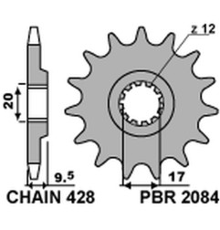 PBR PROMOCJA ZĘBATKA PRZEDNIA 2084 12 18NC KTM EXC 50 '96-'03, SX 85 '07-'22 (JTF1907.12) (ŁAŃC. 428) (MADE IN ITALY)