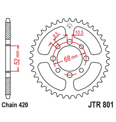 JT ZĘBATKA TYLNA 801 37 SUZUKI AP/AC/RV 50, RM 50 '81-82, KAWASAKI JOY 125 '08-10, KLX 110 '10-20, KZE 115 '13-15