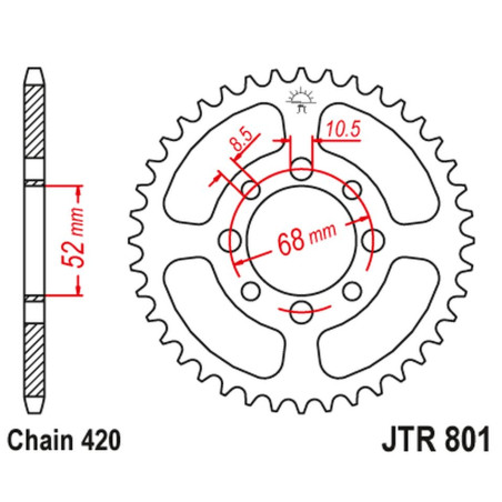 JT ZĘBATKA TYLNA 801 37 SUZUKI AP/AC/RV 50, RM 50 '81-82, KAWASAKI JOY 125 '08-10, KLX 110 '10-20, KZE 115 '13-15