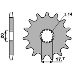 PBR PROMOCJA ZĘBATKA PRZEDNIA 440 14 18NC YAMAHA YZ 125 '87-'04 (JTF564.14) (ŁAŃC. 520) (STD.+1) (MADE IN ITALY)