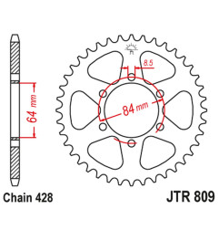 JT ZĘBATKA TYLNA 809 51 KREIDLER 125 SUPERMOTO '07-08, TS 125 '73-77 (JTR809.51) (ŁAŃC. 428)