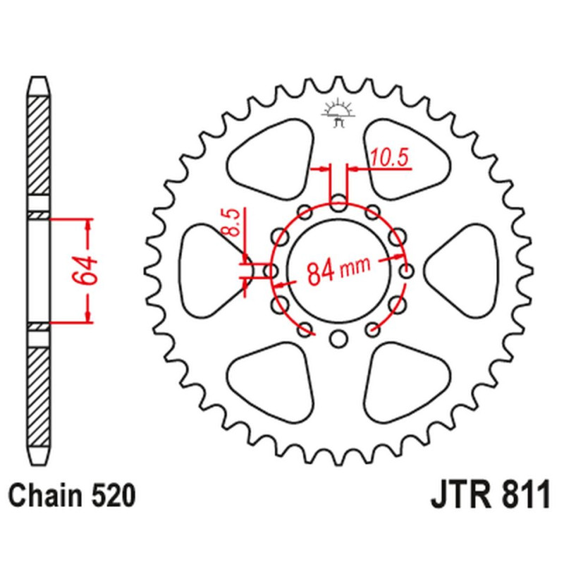 JT ZĘBATKA TYLNA 811 39 SUZUKI TC 125/185 '73-77, TS 185 '71-84 (81139JT) (ŁAŃC. 520)