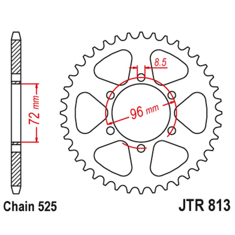 JT ZĘBATKA TYLNA SUZUKI TS 250 '71-76 (ŁAŃC. 525) JT ZĘBATKA TYLNA SUZUKI TS 250 '71-76 (ŁAŃC. 525)