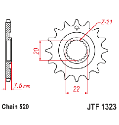 JT ZĘBATKA PRZEDNIA 2120 13 HONDA CR 125R '04-'07, CRF 250R/X '04-'17 (ŁAŃC. 520)