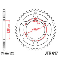 JT ZĘBATKA TYLNA 830 46 DERBI 659 MULHACEN '07-12, SUZUKI RGV/TV 250 '89-90 (83046JT) (ŁAŃC. 630)