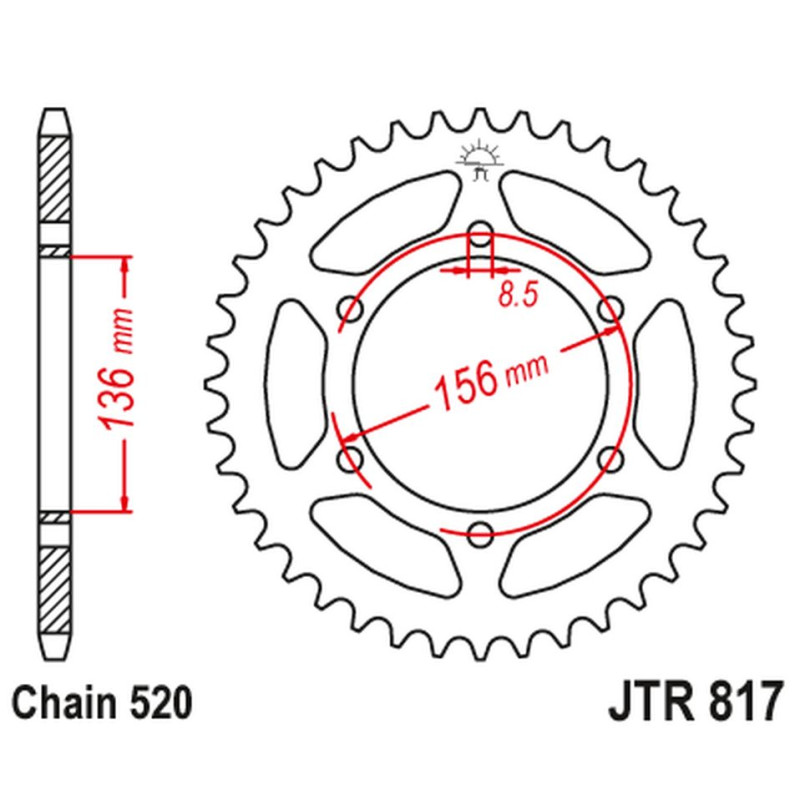 JT ZĘBATKA TYLNA 830 46 DERBI 659 MULHACEN '07-12, SUZUKI RGV/TV 250 '89-90 (83046JT) (ŁAŃC. 630) JT ZĘBATKA TYLNA 830 46 DERBI 659 MULHACEN '07-12, SUZUKI RGV/TV 250 '89-90 (83046JT) (ŁAŃC. 630)