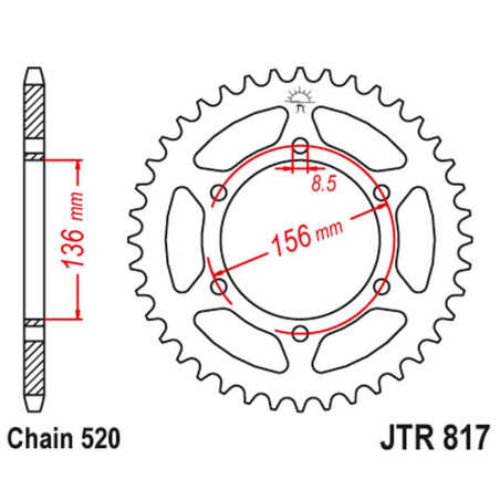 JT ZĘBATKA TYLNA 830 46 DERBI 659 MULHACEN '07-12, SUZUKI RGV/TV 250 '89-90 (83046JT) (ŁAŃC. 630)