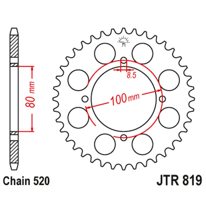 JT ZĘBATKA TYLNA 819 47 SUZUKI GS 250 '79-80, GSX 250 '80-82 (81947JT) (ŁAŃC. 520) JT ZĘBATKA TYLNA 819 47 SUZUKI GS 250 '79-80, GSX 250 '80-82 (81947JT) (ŁAŃC. 520)