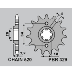 PBR WYPRZEDAZ ZĘBATKA PRZEDNIA 329 14 18NC AJP PR3 200 ENDURO '09-'15, HONDA CA 125 REBEL '95-'01, MBX 125F '84-'85