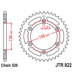 JT ZĘBATKA TYLNA 702 46 GAS GAS EC 125 '15, CAGIVA WMX 250 '89-92, HUSQVARNA WR 240 '90-91, SUZUKI RGV 250 (70247JT)