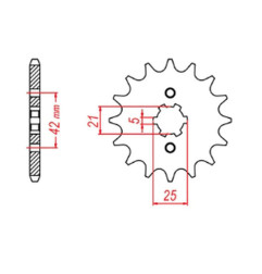 MTX PARTS ZĘBATKA PRZEDNIA 569 16 YAMAHA XV 250 '89-'94, XVS 250 '08-'17, XV 250`89-15 (+2) (JTF569.16) (ŁAŃC. 520)