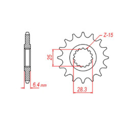 MTX PARTS ZĘBATKA PRZEDNIA 2168 14 YAMAHA YFZ 450/YFM 700 RAPTOR '06-'19 (JTF1592.14) (ŁAŃC. 520)