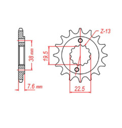 MTX PARTS ZĘBATKA PRZEDNIA 2116 13 SUZUKI LTR 450 '06-'12, LTZ 400 '03-'13, RMX 450 '10-'13, KAWASAKI KFX 400