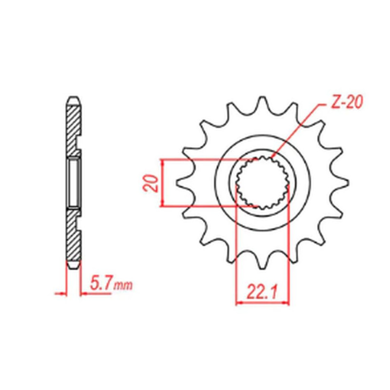 MTX PARTS ZĘBATKA PRZEDNIA 2103 12 YAMAHA YZF 250 '01-'17, WR 250F '01-'17 (JTF1590.12) (ŁAŃC. 520) (JTF1590.12)