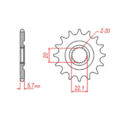 MTX PARTS ZĘBATKA PRZEDNIA 2103 12 YAMAHA YZF 250 '01-'17, WR 250F '01-'17 (JTF1590.12) (ŁAŃC. 520) (JTF1590.12)
