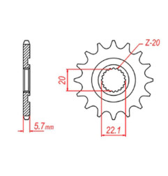 MTX PARTS ZĘBATKA PRZEDNIA 2103 13 YAMAHA YZF 250 '01-'17, WR 250F '01-'17 (JTF1590.13) (ŁAŃC. 520)