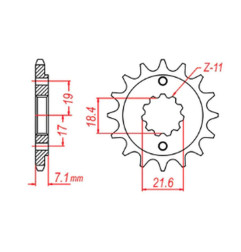 MTX PARTS ZĘBATKA PRZEDNIA 2067 14 HONDA CRF 250L '13-'15 (JTF1321.14) (MOŻNA STOSOWAĆ JAKO 2506 14 ORAZ 2261 14)