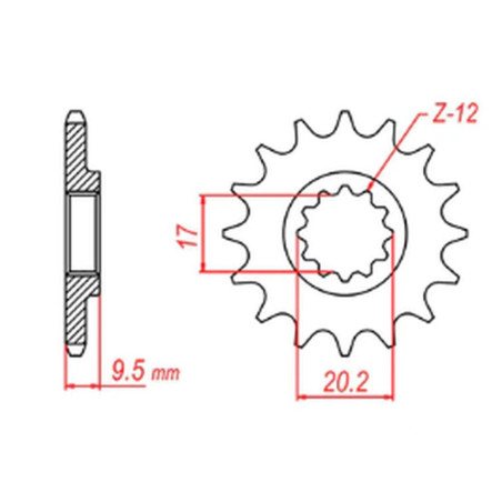 MTX PARTS ZĘBATKA PRZEDNIA 7005 14 KTM SX 65 '98-'18 (JTF1906.14) (ŁAŃC. 420)