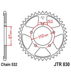 JT ZĘBATKA TYLNA 821 46 SUZUKI GSX-R 1100 '86-88 (82146JT) (ŁAŃC. 532)