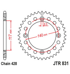 JT ZĘBATKA TYLNA 831 46 YAMAHA YZ 80L/S '84, '86-92 (83146JT) (ŁAŃC. 428)