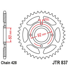 JT ZĘBATKA TYLNA 838 39 YAMAHA RD 125 '75-81, RD 200 '78-81 (83839JT) (ŁAŃC. 428) NA ZAMÓWIENIE