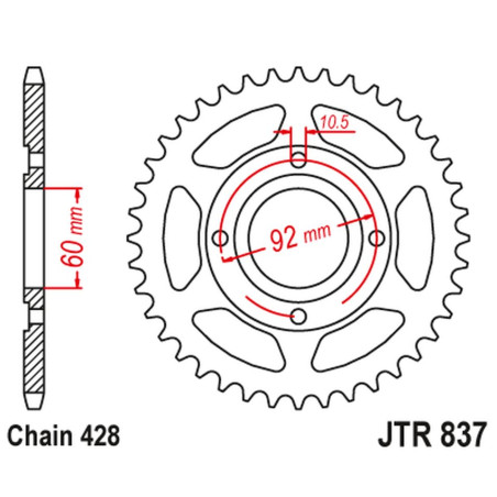 JT ZĘBATKA TYLNA 838 39 YAMAHA RD 125 '75-81, RD 200 '78-81 (83839JT) (ŁAŃC. 428) NA ZAMÓWIENIE
